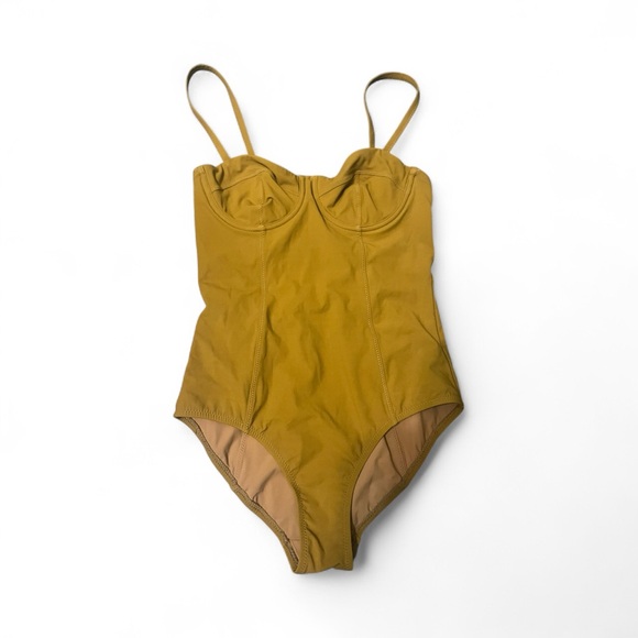 Ulla Johnson Ochre Mustard One Piece Underwire Swimsuit - Picture 3 of 5